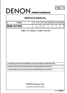 Denon Dn-s700 Table Top Single Cd Mp3 Player Service Manual PDF DOWNLOAD