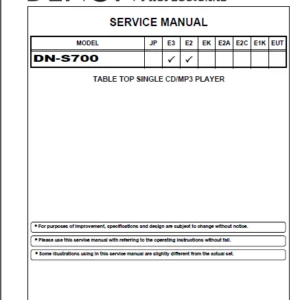 Denon Dn-s700 Table Top Single Cd Mp3 Player Service Manual PDF DOWNLOAD