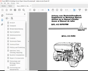 Deutz BF6L513 R/RC Workshop Service Repair Manual - PDF Download