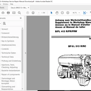Deutz BF6L513 R/RC Workshop Service Repair Manual - PDF Download