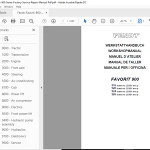 Fendt Favorit 900 Series Factory Service Repair Manual - PDF Download