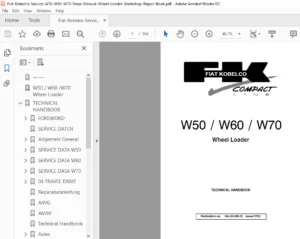 Fiat Kobelco Service W50 W60 W70 Shop Manual Wheel Loader Workshop Repair Manual - PDF Download