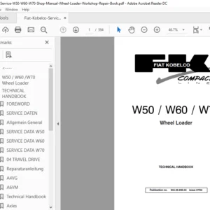 Fiat Kobelco Service W50 W60 W70 Shop Manual Wheel Loader Workshop Repair Manual - PDF Download
