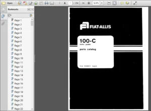 Fiat Allis 100c Motor Grader Parts Manual - DOWNLOAD