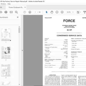 Force Outboard 85 Hp Factory Service Repair Manual - PDF Download