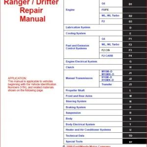 Ford Ranger 1999 Service Repair Manual - PDF DOWNLOAD