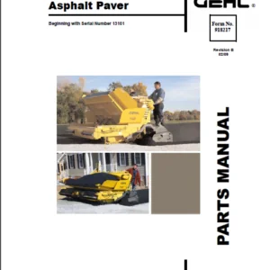 Gehl 1648 Asphalt Paver Parts Manual  Beginning With SN 13101 - Download