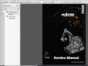 Hanix H75c Mini Excavator Service And Parts Manual - PDF DOWNLOAD