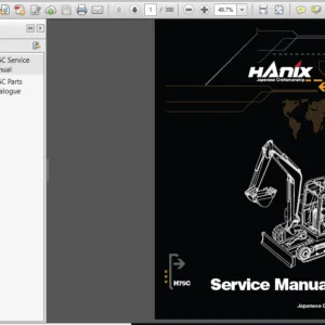 Hanix H75c Mini Excavator Service And Parts Manual - PDF DOWNLOAD