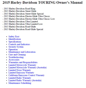 Harley davidson Touring All Models Owners Manual 2015 - PDF DOWNLOAD