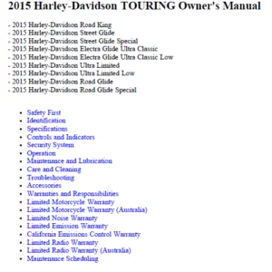 Harley davidson Touring All Models Owners Manual 2015 - PDF DOWNLOAD