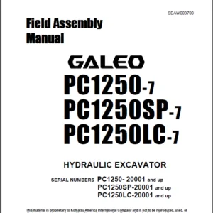 Komatsu Pc1250 7 Field Assembly Manual - Download