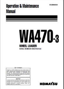 Komatsu Wa470-3h Operation And Maintenance Manual PDF DOWNLOAD