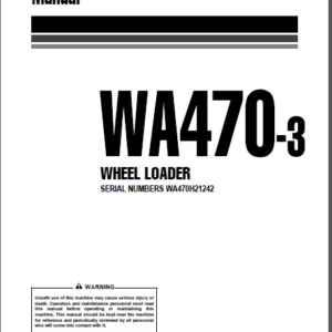 Komatsu Wa470-3h Operation And Maintenance Manual PDF DOWNLOAD