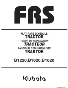 Kubota B1220 B1620 B1820 Tractor Flat rate Schedule Illustrated Master Parts Manual Instant - Download