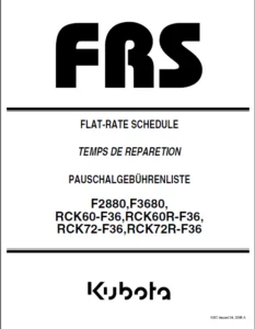 Kubota F2880 F3680 Flat rate Schedule Illustrated Master Parts Manual Instant - Download