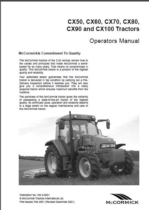 Mccormick Cx50 Cx60 Cx70 Cx80 Cx90 Cx100 Tractor Operators Owner Manual - DOWNLOAD - Image 3