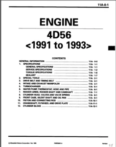 Mitsubishi Diesel Engine 4d56t 4d56 Service Repair Manual - DOWNLOAD