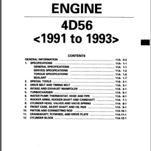 Mitsubishi Diesel Engine 4d56t 4d56 Service Repair Manual - DOWNLOAD
