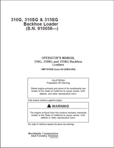 Models 310g 310sg 315sg Backhoe Loader Operators Manual - PDF DOWNLOAD