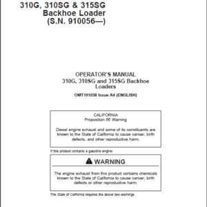 Models 310g 310sg 315sg Backhoe Loader Operators Manual - PDF DOWNLOAD