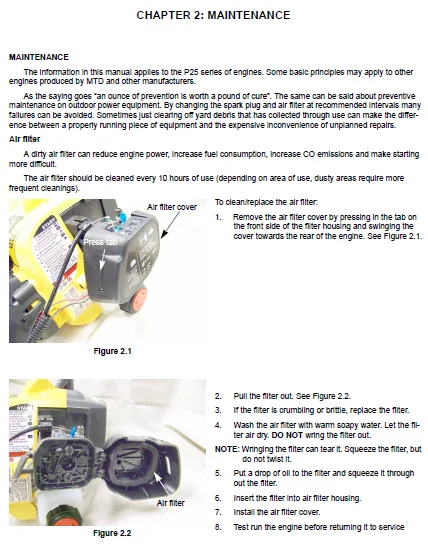 Mtd 25cc 2 Cycle P25 Series Engines Workshop Service Repair Manual - DOWNLOAD - Image 4