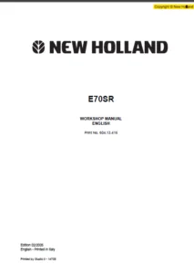 New Holland Hydraulic exavator E70SR Workshop Manual 604.13.416 - PDF DOWNLOAD