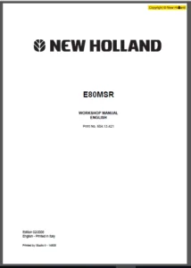 New Holland Hydraulic Exavator E80MSR 604.13.421 Workshop Manual - PDF DOWNLOAD