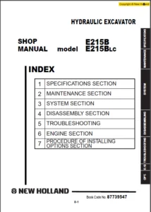 New Holland Hydraulic Excavator E215B E215BLC Shop Manual - PDF DOWNLOAD