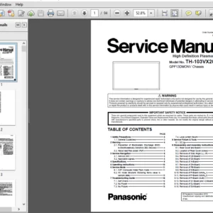 Panasonic Th 103vx200 Service  Repair Manual Guide - PDF DOWNLOAD