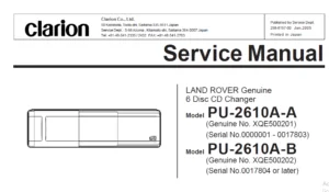 Clarion Pu 2610a a b Car Stereo Player Service Manual  - PDF DOWNLOAD