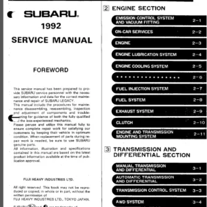 Subaru Legacy Ej22 1991 - 1994 Workshop Service Repair Manual - DOWNLOAD
