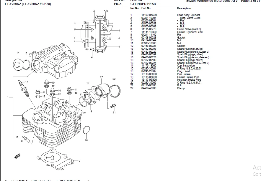 Suzuki Ltf250 Aj51a Atv Parts Manual 2002 Catalog - Download - Image 3