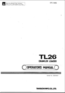 Takeuchi Tl26 Operators Manual - DOWNLOAD