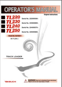 Takeuchi Tl220 Tl230 Tl240 And Tl250 Operators Manual PDF DOWNLOAD
