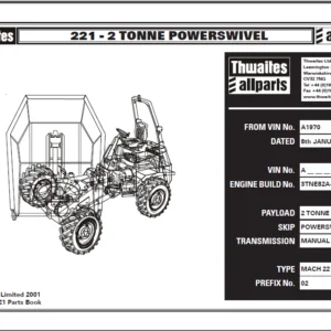 Thwaites 221 2 Tonne Dumper Parts Manual - DOWNLOAD