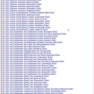 Toyota Echo 2000 - 2002 COMPLETE SERVICE REPAIR MANUAL DOWNLOAD