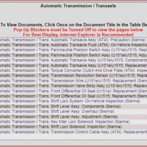 Toyota Sienna 2004 - 2007 Complete Service Repair Workshop Manual DOWNLOAD