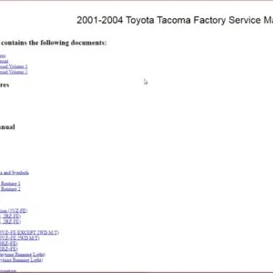 Toyota Tacoma 2000 - 2004 Service Repair Workshop Manual - DOWNLOAD