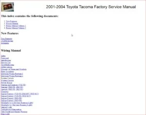 Toyota Tacoma 2001 - 2004 Complete Service Repair Manual - PDF Download