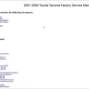 Toyota Tacoma 2001 - 2004 Complete Service Repair Manual - PDF Download
