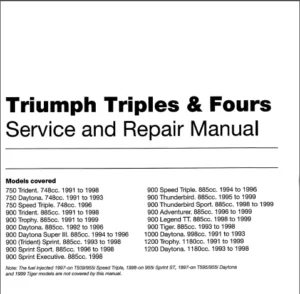 Triumph Daytona 900 885cc Service Repair Manual 1992 - 1996 - DOWNLOAD