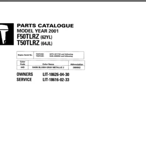 Yamaha Outboard Engine F50tlrz Tlrz Replacement Parts Manual 2001 - DOWNLOAD