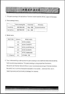 Yanmar Crawler Backhoe B7 Parts Catalog Manual - Download