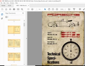 1987-1988 Porsche 944-S-1989-1991-944-S2-1985-1991-944 Turbo Technical Specifications