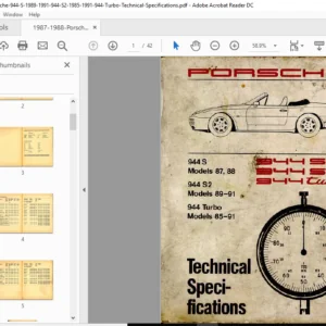 1987-1988 Porsche  944-S-1989-1991-944-S2-1985-1991-944 Turbo Technical Specifications