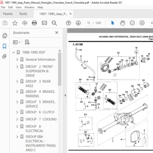 1987 - 1990 Jeep Parts Manual Wrangler Cherokee Grand Cherokee - PDF DOWNLOAD