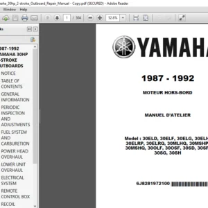 1987 - 1992 Yamaha 30hp 2 stroke Outboard Repair Manual - PDF DOWNLOAD
