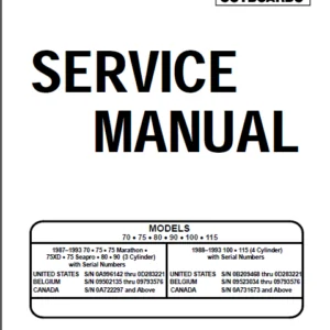 1987-1993 Mercury Mariner Outboard 2 Stroke 70 75 80 90 100 115 Hp Motors Service Repair Manual - PDF Download