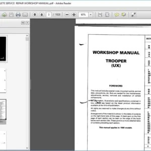 1995 ISUZU TROOPER UX COMPLETE SERVICE  REPAIR WORKSHOP MANUAL - PDF DOWNLOAD